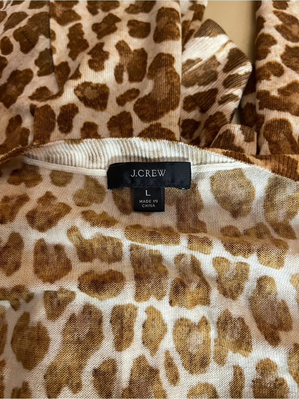 J. Crew Leopard Print Cardigan in Brown and Cream